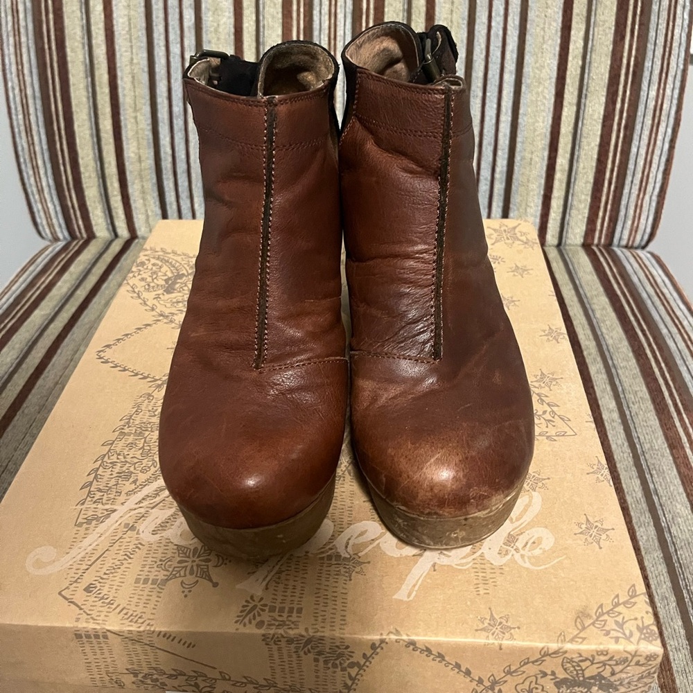 Free People Brown Leather Ankle Booties